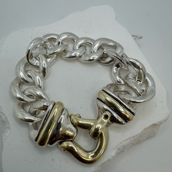 David yurman two tone buckle curb chain bracelet - Picture 5 of 11